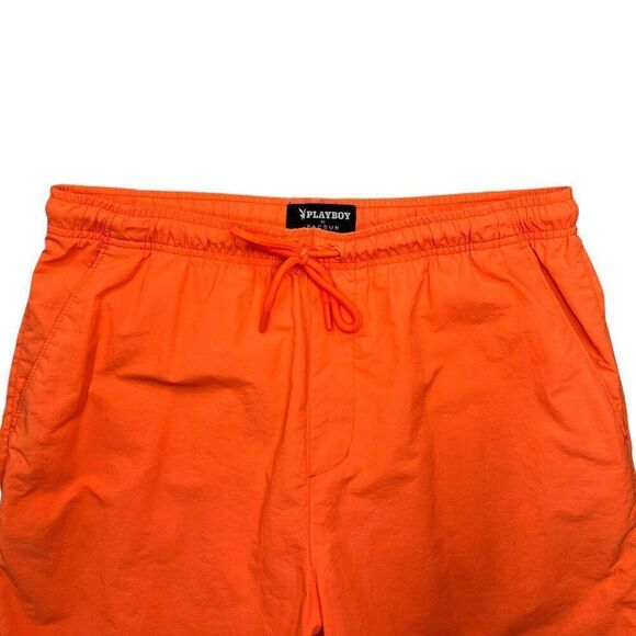 PacSun Playboy‎ Shorts Men's Size Large Neon Orange Athletic Beach Swim Trunks - Picture 3 of 11